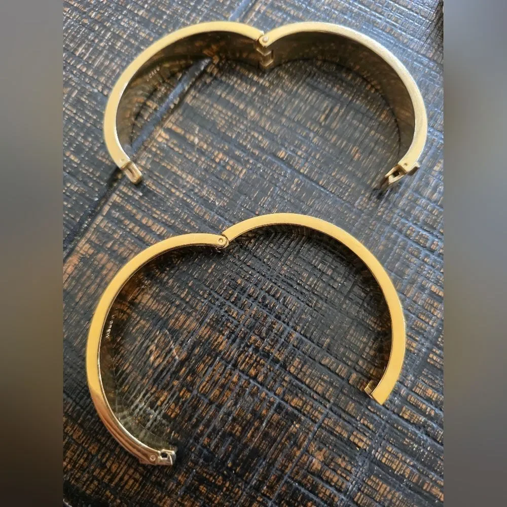Vintage J. Crew Gold Tone Hinged Bangle Set Of 3